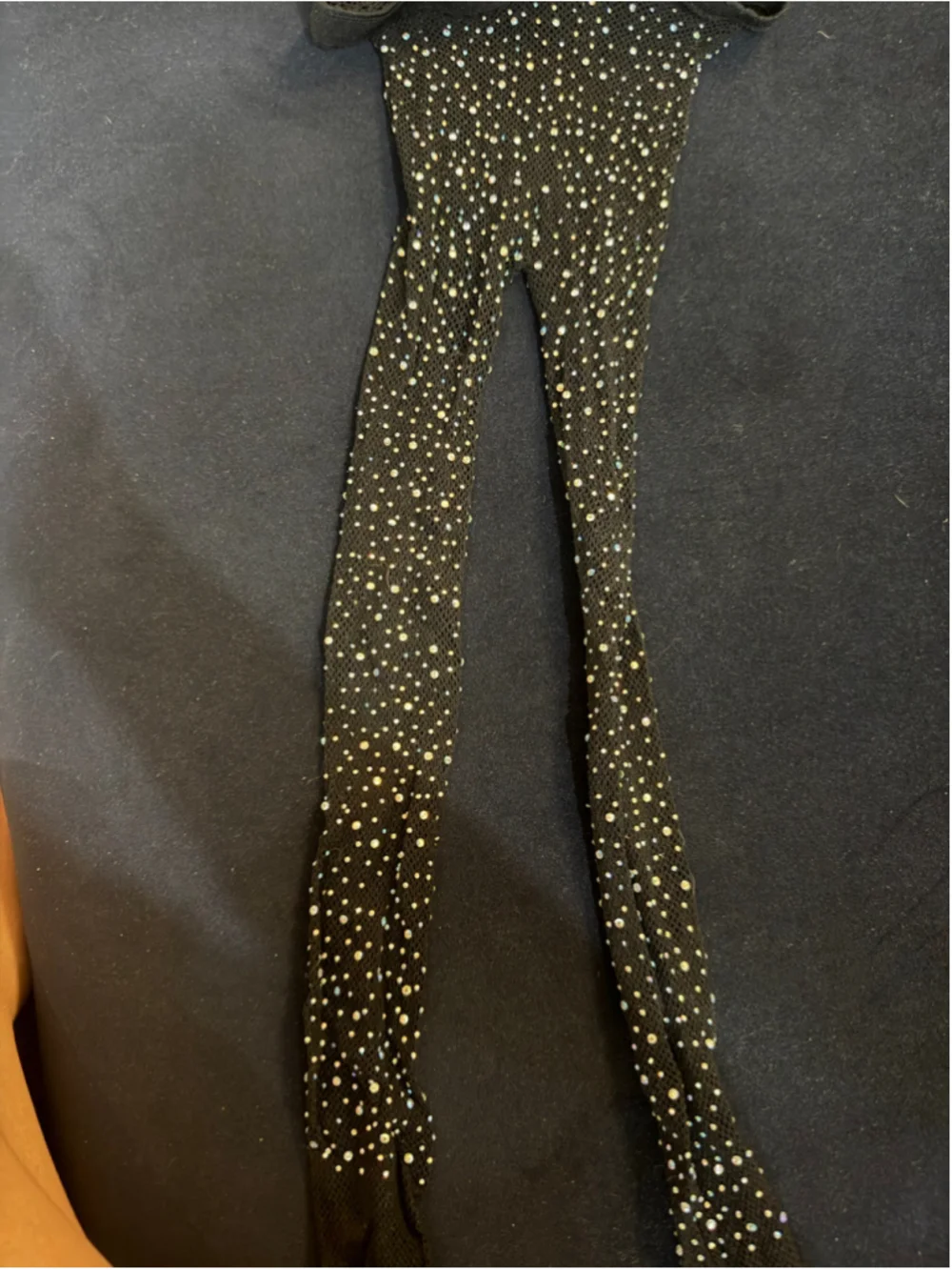 Revolve Fishnet Rhinestone Embellished Black Hosiery, One Size